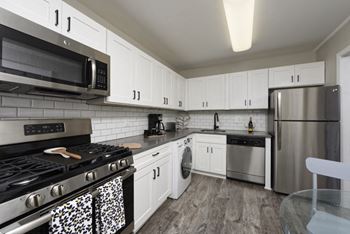 Electric range in kitchen